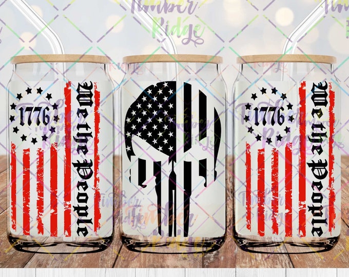 UV DTF Glass Can Wrap , We the People Can Wrap, Patriotic Glass Can Wrap , 16oz Tumbler Wrap