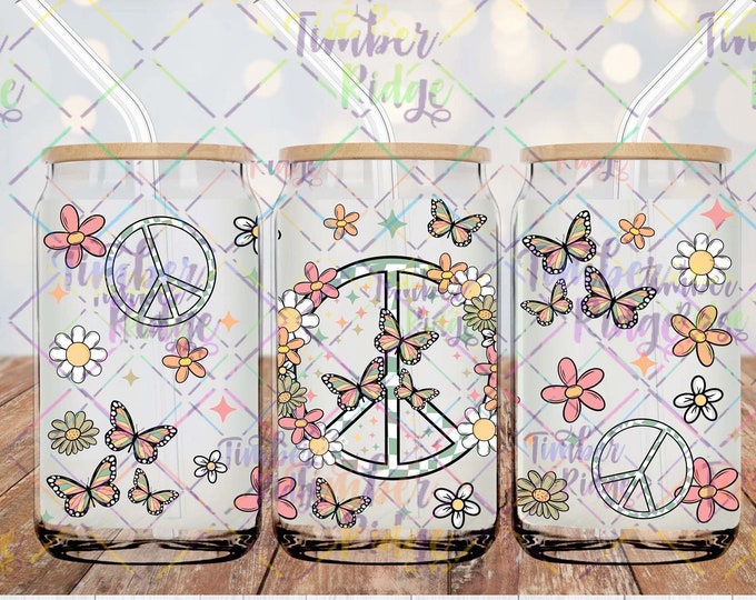 UV DTF Glass Can Wrap , Butterflies Glass Can Wrap, Glass Tumbler Wrap , 16oz Tumbler Wrap , Butterfly Can Wrap