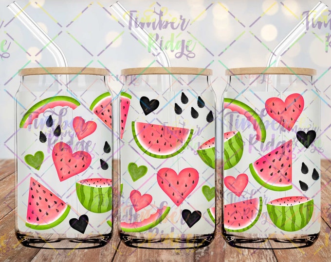 UV DTF Glass Can Wrap , Watermelon Can Wrap, Glass Tumbler Wrap , 16oz Tumbler Wrap