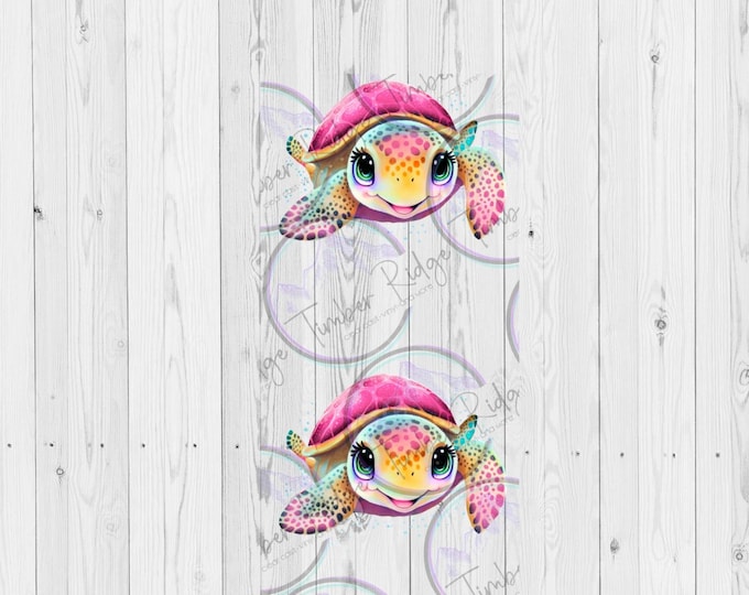 UV DTF Decal Cute Pink Turtle Decal | Tumbler Decal | Turtle Decal