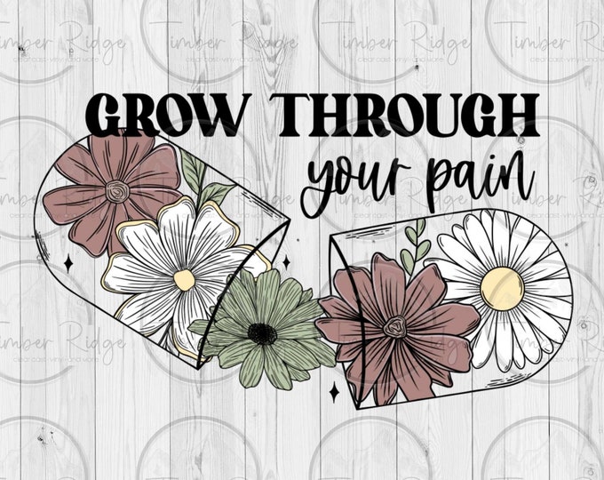UV DTF Decal | Grow Through Your Pain Tumbler Decal | Glass Can Sticker