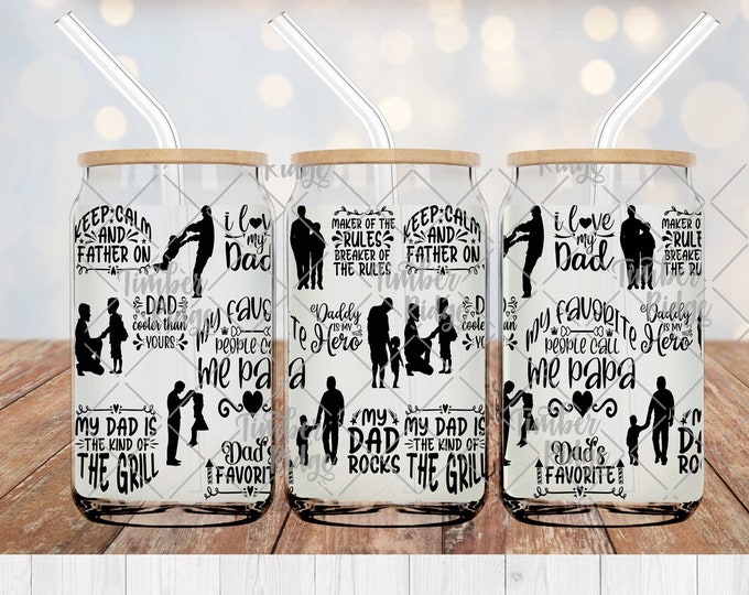 UV DTF Glass Can Wrap , Beer Can for Dad , Glass Tumbler Wrap , Father's Day Gift , 16oz Tumbler Wrap