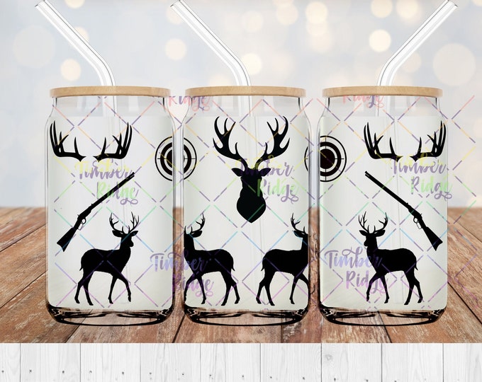 UV DTF Glass Can Wrap , Deer Can Wrap, Glass Tumbler Wrap , Father's Day Gift , 16oz Tumbler Wrap