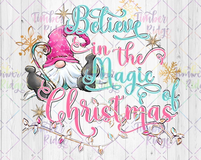 UV DTF Decal , Believe in the Magic of Christmas Decal ,  Christmas Tumbler Decal , Christmas Gnome Decal , Tumbler Decal