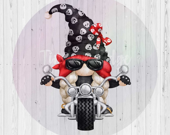 UV DTF Decal Motorcycle Mama Decal ,  Biker Gnome , Motorcycle Gnome, Gift for Her