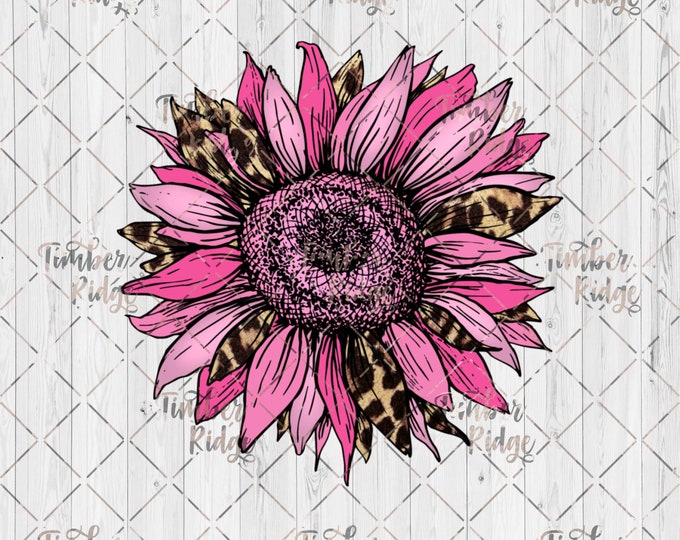 UV DTF Decal | Pretty Pink Sunflower | Tumbler Decal