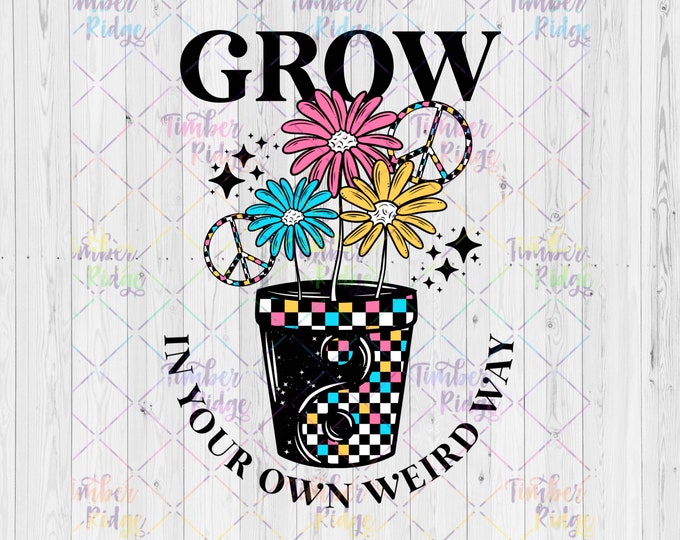 UV DTF Decal | Grow In Your Own Weird Way Tumbler Decal | Glass Can Sticker