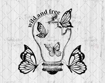 UV DTF Decal | Wild and Free Butterfly Decal | Tumbler Decals | Glass Can Sticker