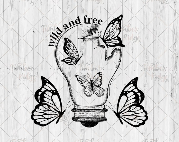 UV DTF Decal | Wild and Free Butterfly Decal | Tumbler Decals | Glass Can Sticker