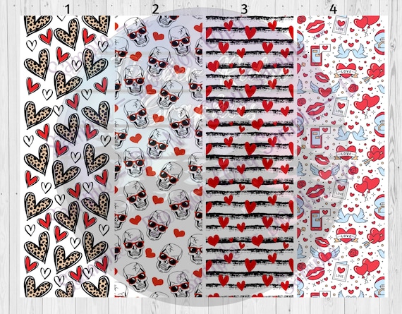 Valentines Dark Pink Love Hearts - Permanent Vinyl Pen Wrap