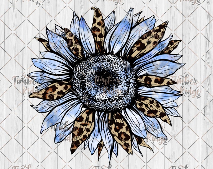 UV DTF Decal | Pretty Blue Sunflower | Tumbler Decal