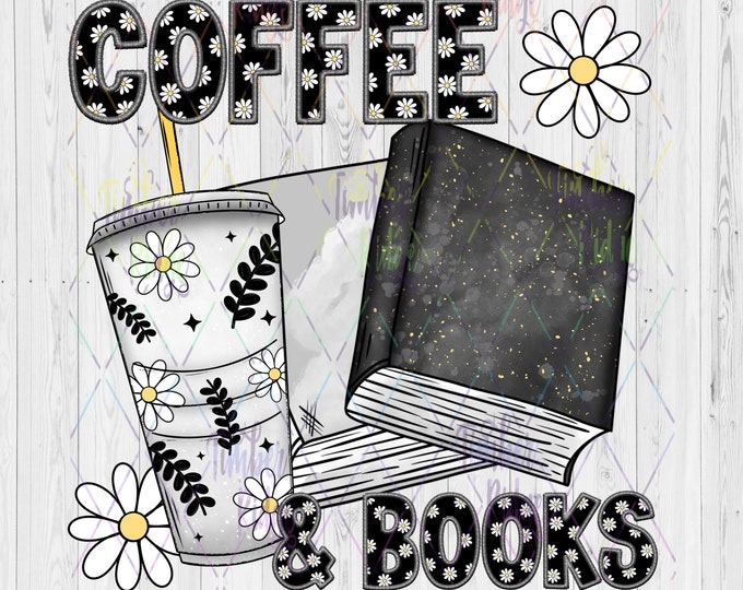 UV DTF Decal ,  Coffee and Books Decal - UV Tumbler Decal