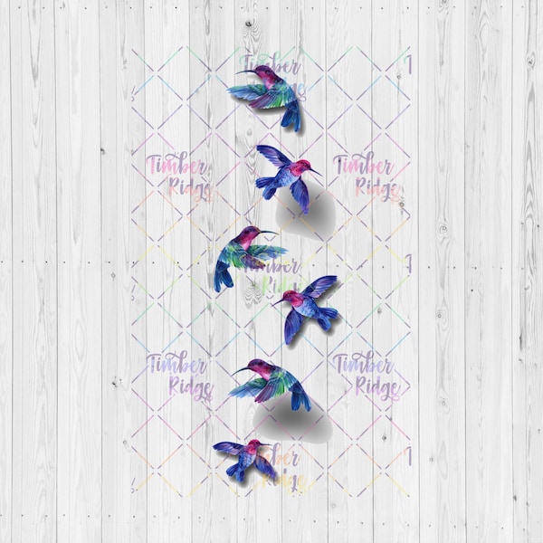 UV DTF Hummingbird Pen Wrap |  Bird Pen Wrap | Glitter Pen Wrap