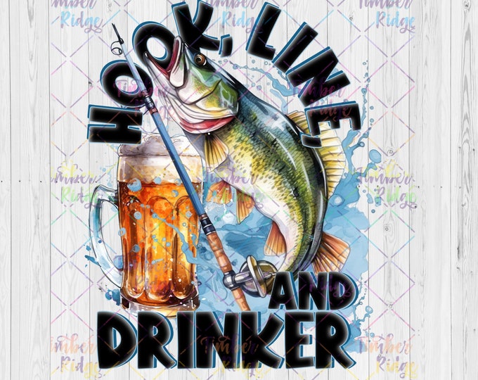UV DTF Decal Hook Line And Drinker Decal | Fishing Decal | Fish Tumbler Decal | UV Tumbler Decal