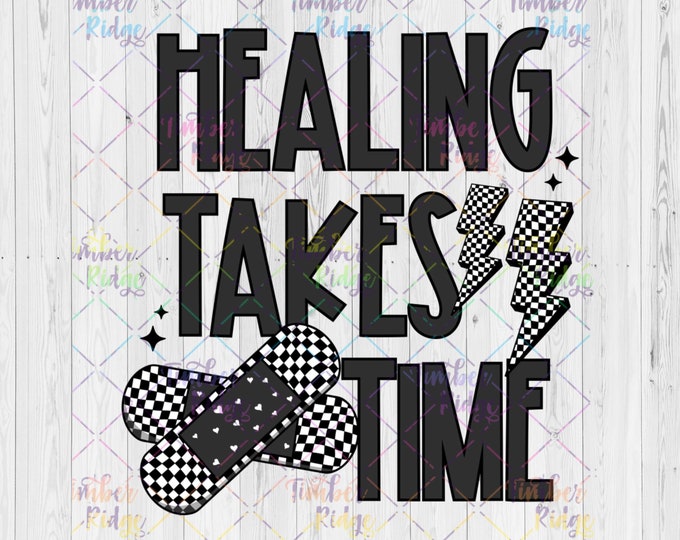 UV DTF Decals | Healing Takes Time | UV Tumbler Decal | Mental Health Awareness