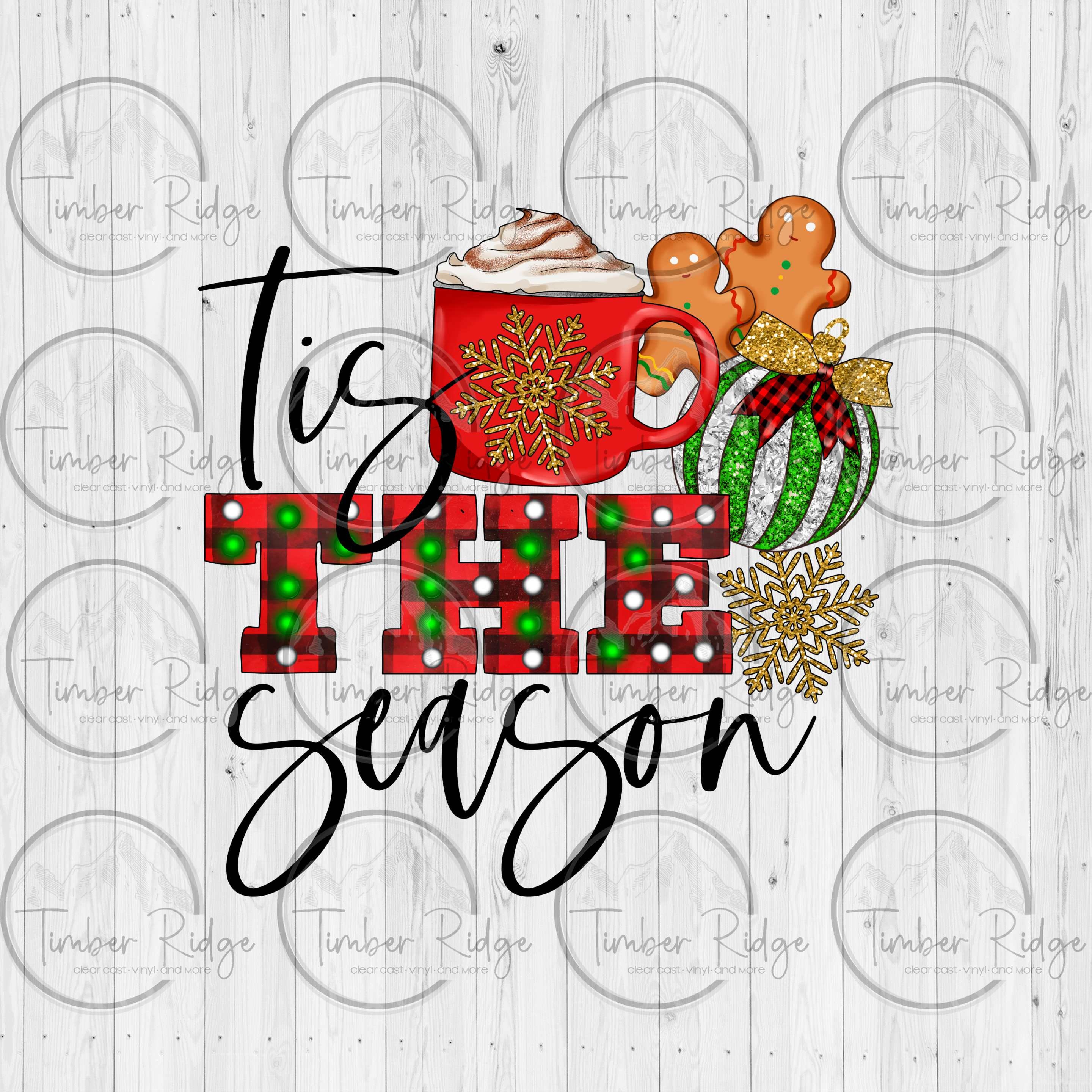 Tis the season Tumbler Decal , Clear Cast Decals , Christmas