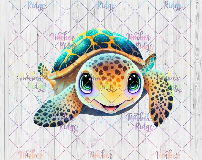 UV DTF Cute Turtle Decal | Tumbler Decal | Glass Can Decal