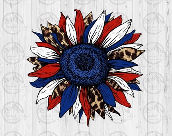 UV DTF Decal | Patriotic Sunflower | Tumbler Decal