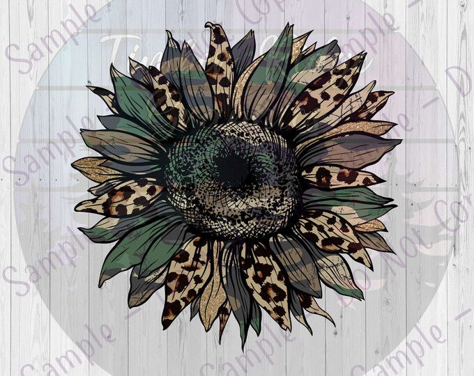 Fall Sunflower Tumbler Decal  - Camo Sunflower Tumbler Decal - Clear Cast Decal