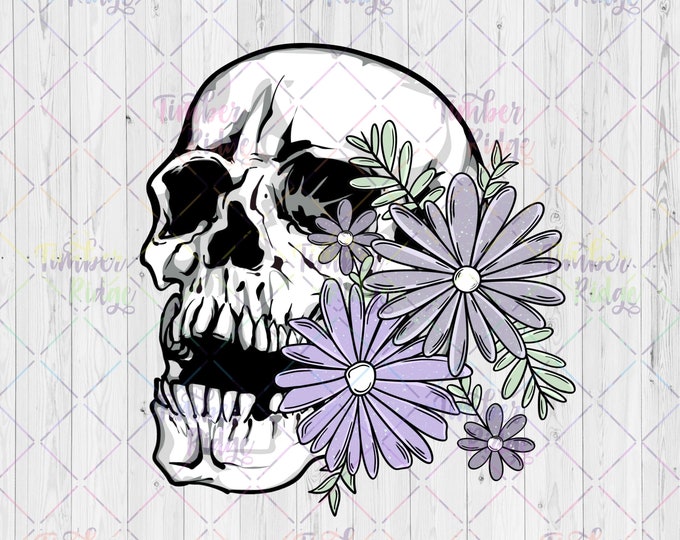 UV DTF Decal | Floral Skellie Decal | Tumbler Decal