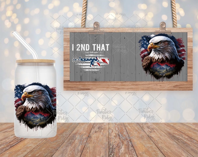 UV DTF Glass Can Wrap , Eagle Can Wrap, Patriotic Glass Can Wrap , 16oz Tumbler Wrap