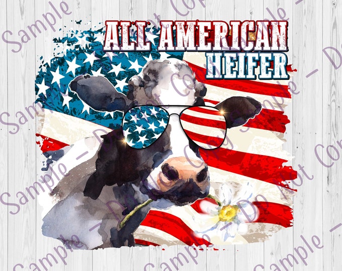 UV DTF Decal All American Heifer | Glass Can Decal