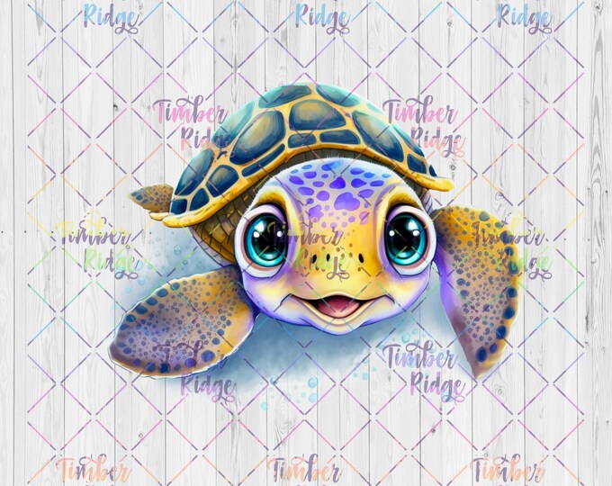 UV DTF Cute Turtle Decal | Turtle Tumbler Decal | Summer Decal