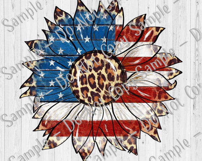 UV DTF Decals| Patriotic Sunflower | Tumbler Decal