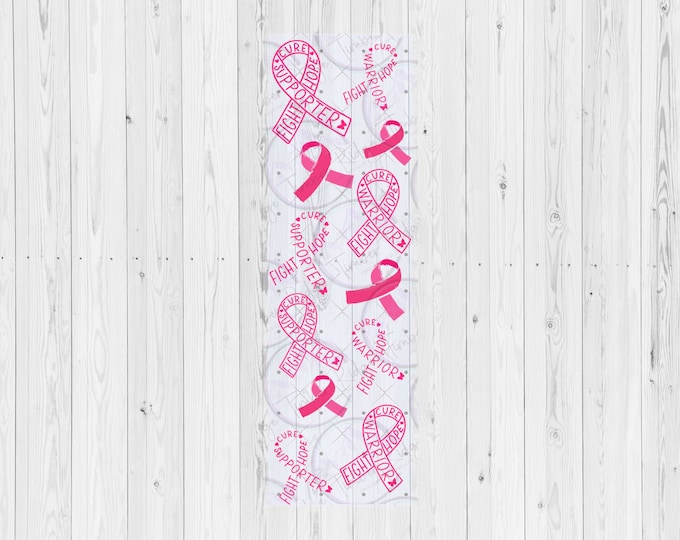 UV DTF Breast Cancer Awareness Pen Wraps - Breast Cancer Pen Wrap - Glitter Pen Wrap - Printed Pen Wrap
