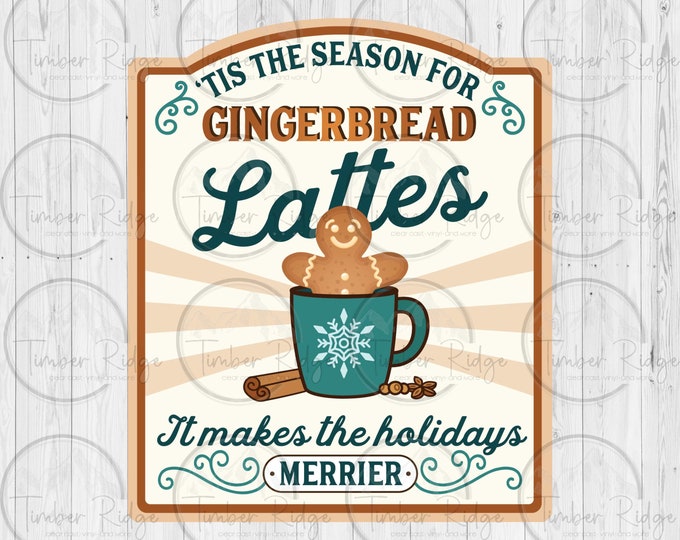 Tis The Season For Gingerbread Lattes , Clear Cast Decals , Christmas Tumbler Decal , Tumbler Decal