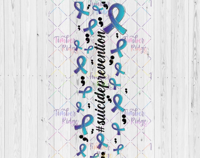 UV DTF Suicide Awareness Pen Wrap | Epoxy Pen Wrap Set | Glitter Pen Wrap