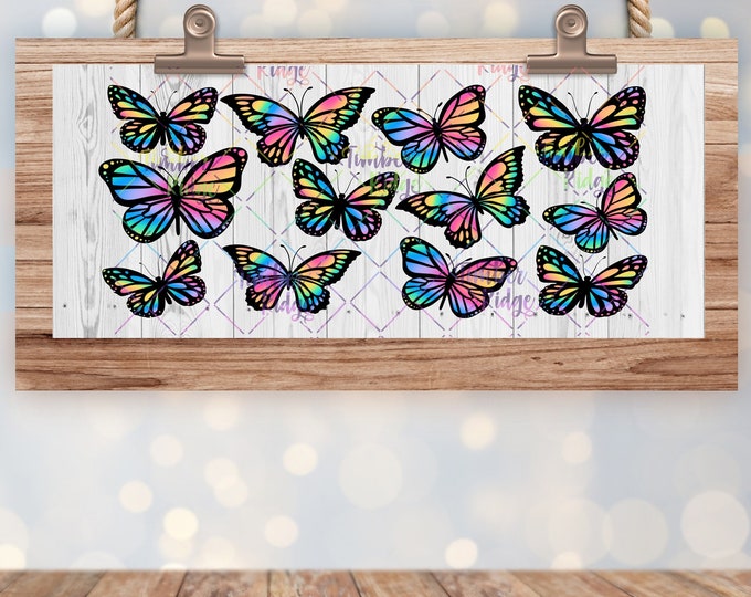 UV DTF Glass Can Wrap , Butterflies Glass Can Wrap, Glass Tumbler Wrap , 16oz Tumbler Wrap , Butterfly Can Wrap