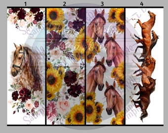 Floral Horses Printed Pen Wraps | Clear Cast Pen Wraps | Vinyl Pen Wraps | Epoxy Pen Wrap Set | Glitter Pen Wraps