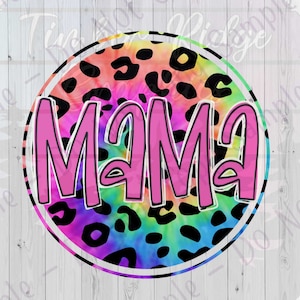 UV Decal | Mama Neon Leopard Decal - Mama Tumbler Decal - Tumbler Decal