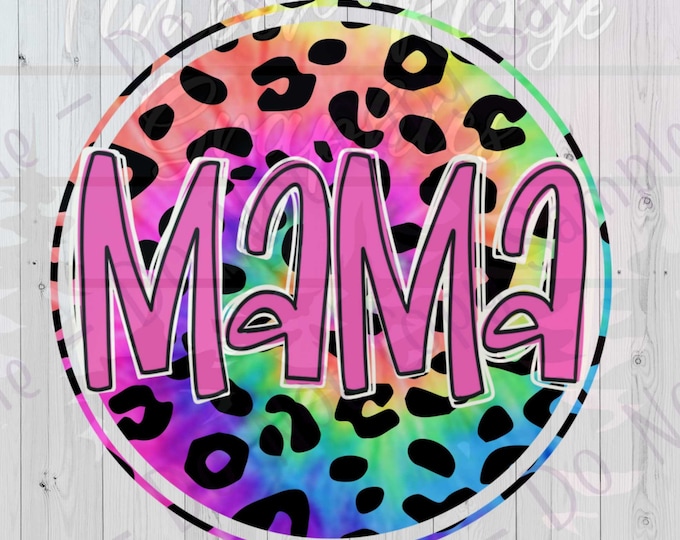 UV Decal | Mama Neon Leopard Decal - Mama Tumbler Decal - Tumbler Decal