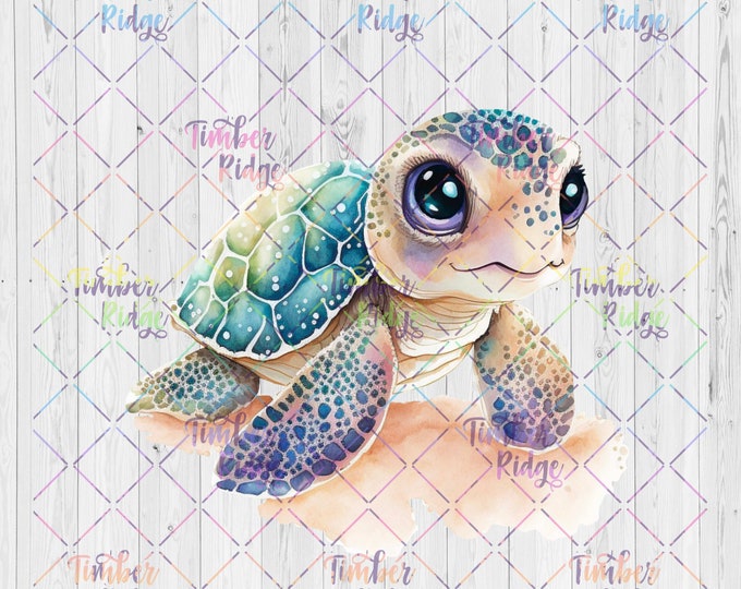 UV DTF Cute Turtle Decal | UV Tumbler Decal