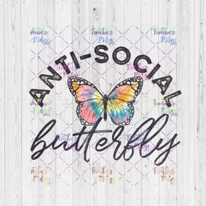 UV DTF Decal | Anti-Social Butterfly | Tumbler Decals | Glass Can Sticker