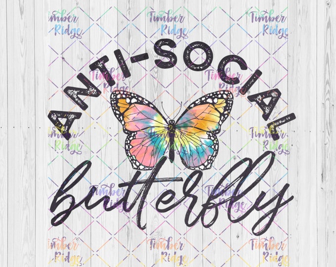 UV DTF Decal | Anti-Social Butterfly | Tumbler Decals | Glass Can Sticker