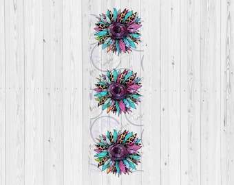 UV DTF Decal | Tie Dye Colorful Sunflower Tumbler Decal | Keychain Decal | Phone Grip Decal | UV Decal