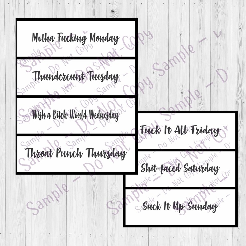 Digital Download Sassy Days of the Week Pen Wrap Pen Wrap - Etsy