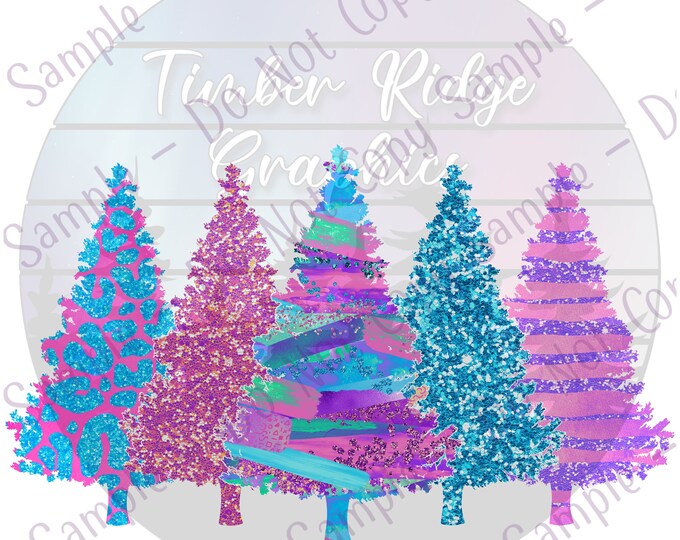 Pretty Chrismas Trees ,  Clear Cast Decals , Christmas Tumbler Decal , Christmas Tumbler Decal