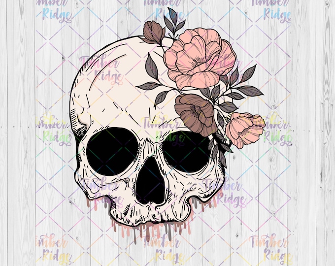 UV DTF Decal | Floral Skull | Skellie Tumbler Decal | Skull Tumbler Decal