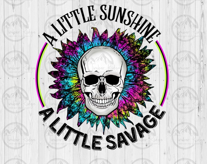 UV DTF Decal | A Little Sunshine A Little Savage  | Skellie Tumbler Decal  | Skull Tumbler Decal