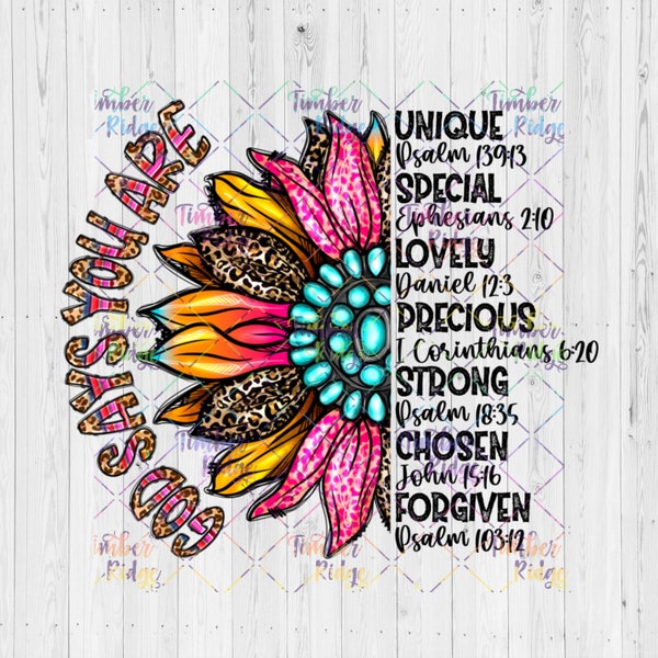 UV DTF Decal | God Says You Are ...| Sunflower Tumbler Decal | Inspirational Sticker
