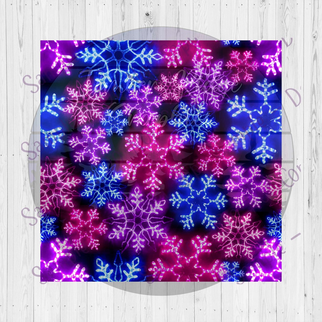 Neon Snowflakes Christmas Vinyl , Clear Cast Sheet , Christmas Pattern