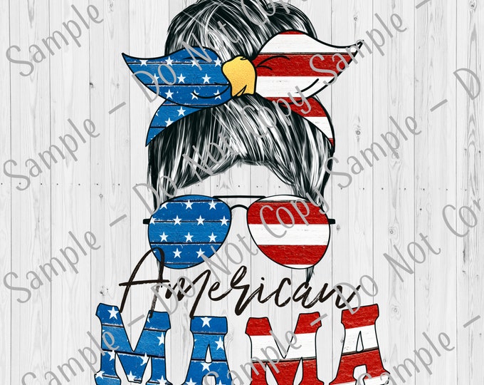 UV DTF Decal - American Mama - Mom Bun Patriotic