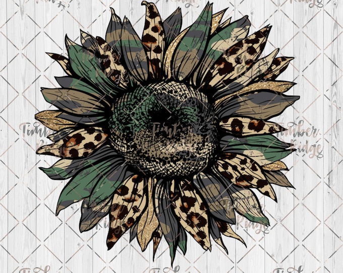 UV DTF Decal | Camo Sunflower | Tumbler Decal