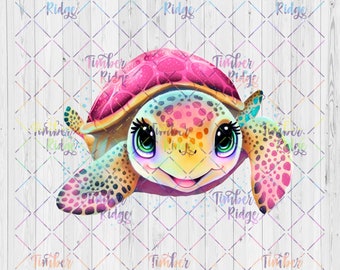 UV DTF Decal Cute Pink Turtle Decal | Tumbler Decal | Turtle Decal