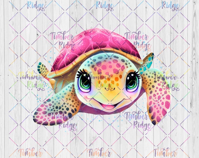 UV DTF Decal Cute Pink Turtle Decal | Tumbler Decal | Turtle Decal