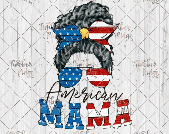 UV DTF Decal - American Mama - Mom Bun Patriotic